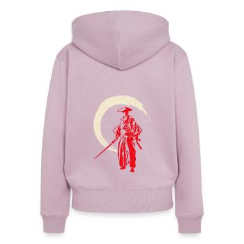 Retro Samurai Warrior - Women's Premium Organic Zip Hoodie - dusky pink - Back - Julia (174cm)