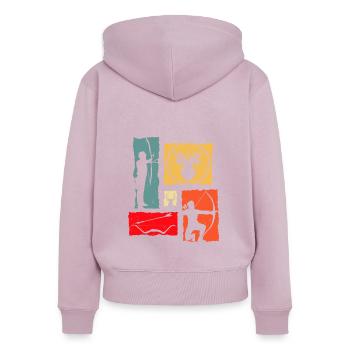 Archer Retro Archery - Frauen Premium Bio Zip Hoodie - Altrosa - Hinten - Julia (174cm)