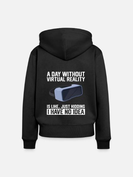 Virtual Reality VR Geschenk - Frauen Premium Bio Zip Hoodie - Schwarz
