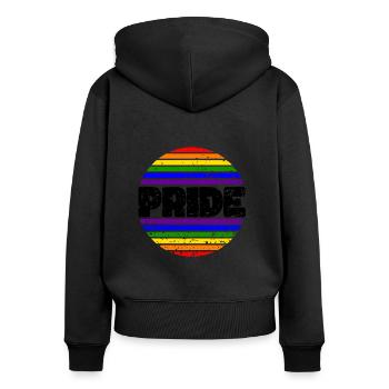 Pride LGBT Liebe gewinnt, wir sind queer und stolz - Frauen Premium Bio Zip Hoodie - Schwarz - Hinten - Julia (174cm)