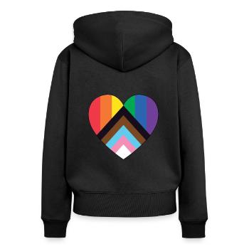 Pride LGBT Liebe gewinnt, wir sind queer und stolz - Frauen Premium Bio Zip Hoodie - Schwarz - Hinten - Julia (174cm)