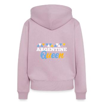 Argentine - Sweat à capuche zippé Premium bio Femme - rose poudré - Dos - Julia (174cm)