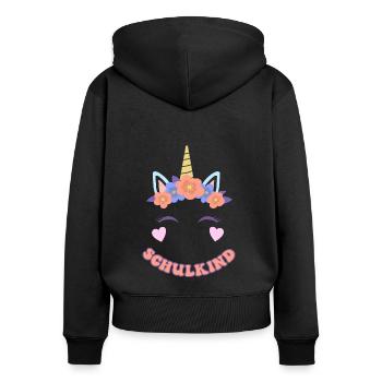 Einschulung 2023 - Frauen Premium Bio Zip Hoodie - Schwarz - Hinten - Julia (174cm)