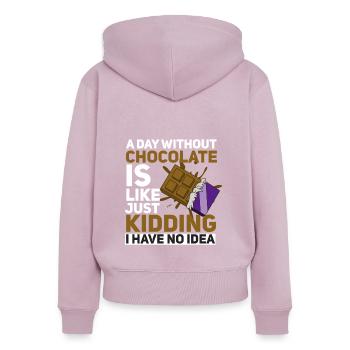 Chocolate - Women's Premium Organic Zip Hoodie - dusky pink - Back - Julia (174cm)