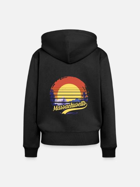 Massachusetts - Frauen Premium Bio Zip Hoodie - Schwarz