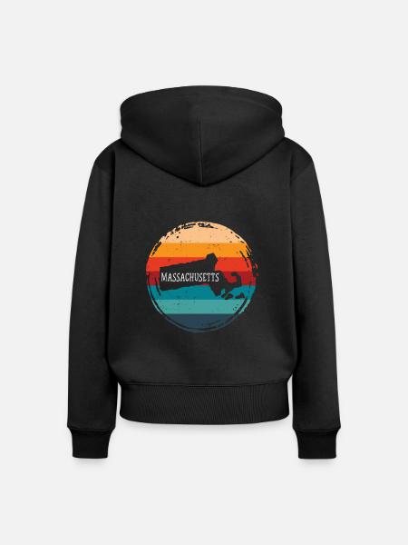 Massachusetts - Frauen Premium Bio Zip Hoodie - Schwarz