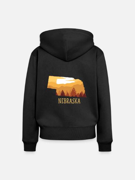 Nebraska - Frauen Premium Bio Zip Hoodie - Schwarz