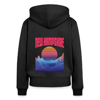 New Hampshire - Frauen Premium Bio Zip Hoodie - Schwarz - Hinten - Julia (174cm)