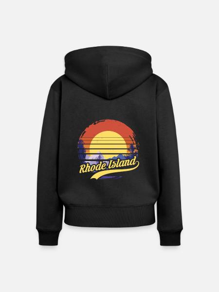 Rhode Island - Frauen Premium Bio Zip Hoodie - Schwarz