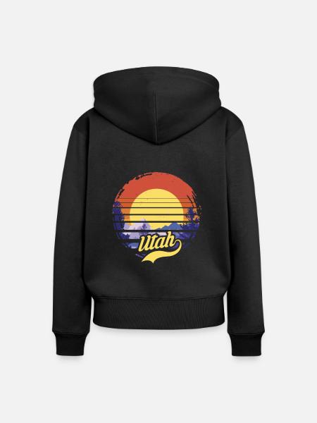 Utah - Frauen Premium Bio Zip Hoodie - Schwarz