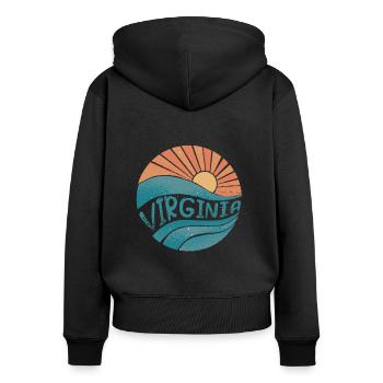 Virginia - Frauen Premium Bio Zip Hoodie - Schwarz - Hinten - Julia (174cm)