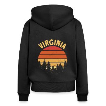 Virginia - Frauen Premium Bio Zip Hoodie - Schwarz - Hinten - Julia (174cm)