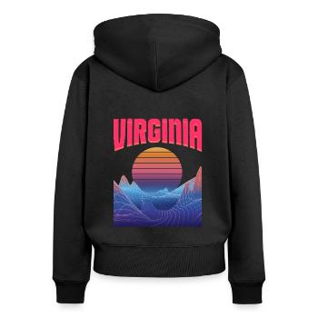 Virginia - Frauen Premium Bio Zip Hoodie - Schwarz - Hinten - Julia (174cm)