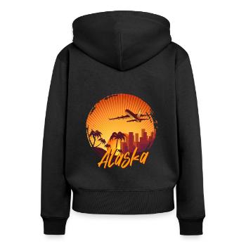 Alaska - Sweat à capuche zippé Premium bio Femme - noir - Dos - Julia (174cm)