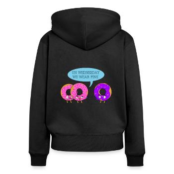 Le mercredi, nous les portons en rose - Sweat à capuche zippé Premium bio Femme - noir - Dos - Julia (174cm)