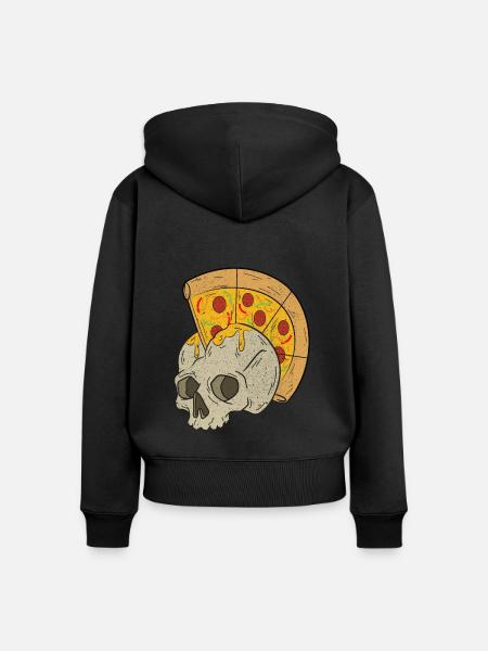 Schädel Pizza - Frauen Premium Bio Zip Hoodie - Schwarz