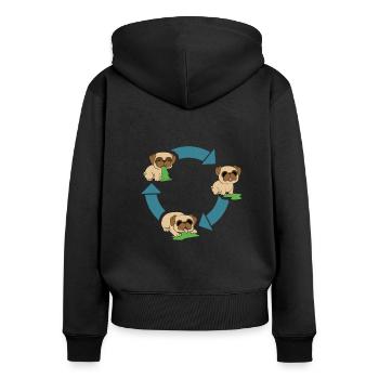Pug Environmental Protection - Women's Premium Organic Zip Hoodie - black - Back - Julia (174cm)