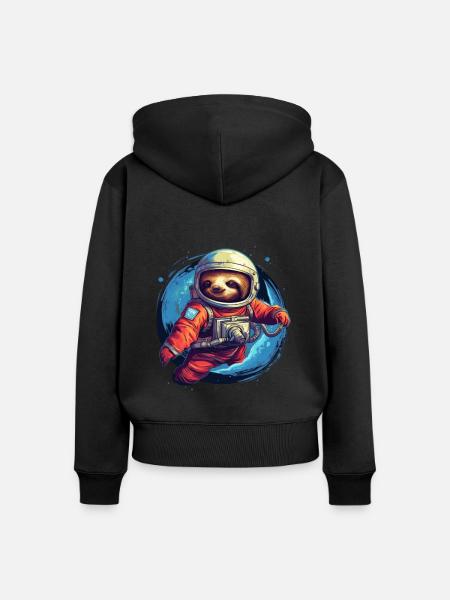Faultier im All - Frauen Premium Bio Zip Hoodie - Schwarz