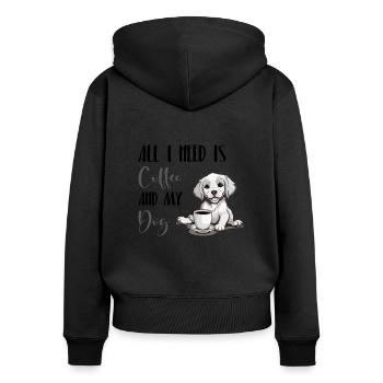 Journée mondiale du café avec un chien - Sweat à capuche zippé Premium bio Femme - noir - Dos - Julia (174cm)
