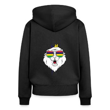 Mauritius - Frauen Premium Bio Zip Hoodie - Schwarz - Hinten - Julia (174cm)