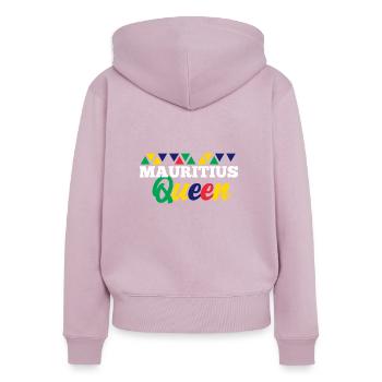 Mauritius - Frauen Premium Bio Zip Hoodie - Altrosa - Hinten - Julia (174cm)