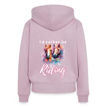 Je préfère monter à cheval fille splash art - Sweat à capuche zippé Premium bio Femme - rose poudré - Dos - Julia (174cm)