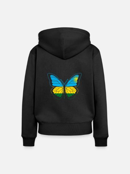 Rwanda - Frauen Premium Bio Zip Hoodie - Schwarz