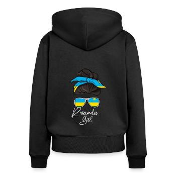 Rwanda - Sweat à capuche zippé Premium bio Femme - noir - Dos - Julia (174cm)