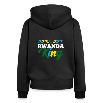 Rwanda - Sweat à capuche zippé Premium bio Femme - noir - Dos - Julia (174cm)