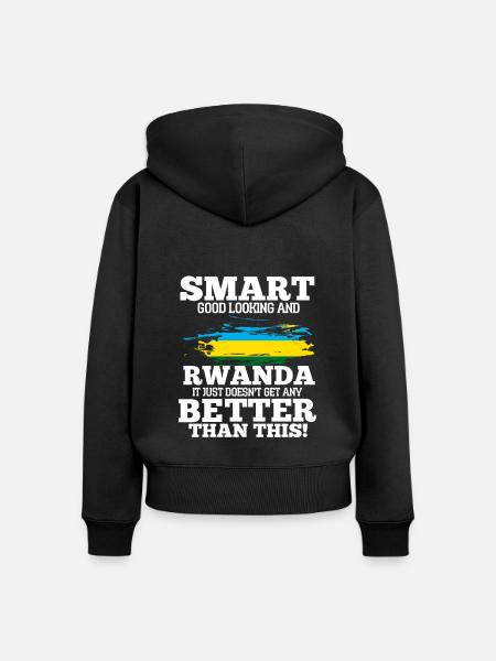 Rwanda - Frauen Premium Bio Zip Hoodie - Schwarz