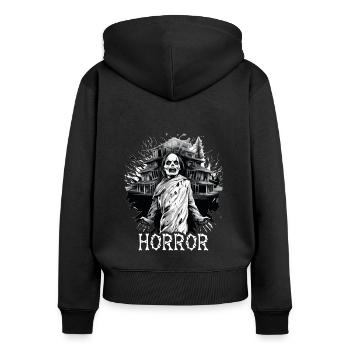 Ambiance effrayante d’Halloween - Sweat à capuche zippé Premium bio Femme - noir - Dos - Julia (174cm)