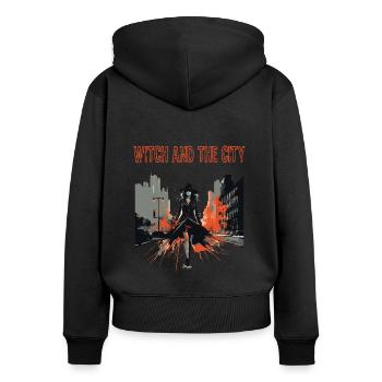 Ambiance effrayante d’Halloween - Sweat à capuche zippé Premium bio Femme - noir - Dos - Julia (174cm)