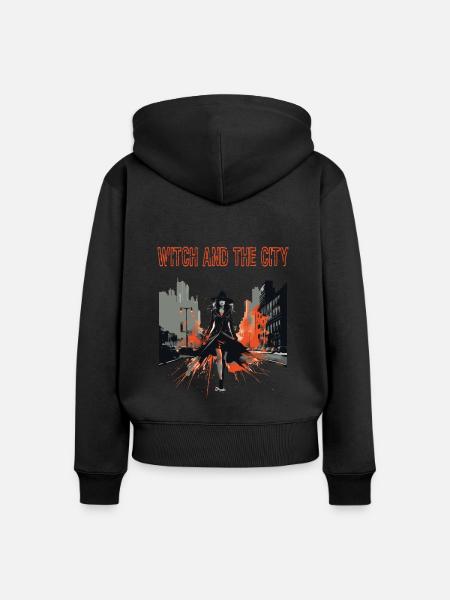 Gruselige Stimmung von Halloween - Frauen Premium Bio Zip Hoodie - Schwarz