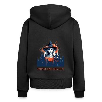 Ambiance effrayante d’Halloween - Sweat à capuche zippé Premium bio Femme - noir - Dos - Julia (174cm)