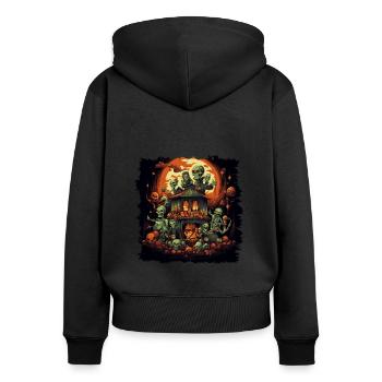 Ambiance effrayante d’Halloween - Sweat à capuche zippé Premium bio Femme - noir - Dos - Julia (174cm)