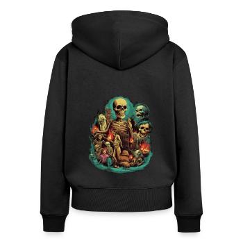Ambiance effrayante d’Halloween - Sweat à capuche zippé Premium bio Femme - noir - Dos - Julia (174cm)