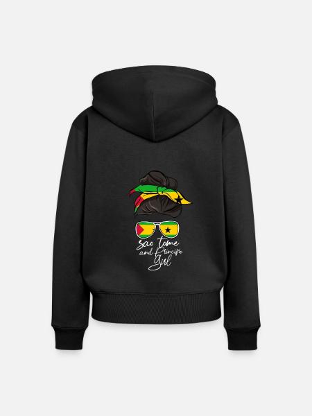 Sao Tome - Frauen Premium Bio Zip Hoodie - Schwarz