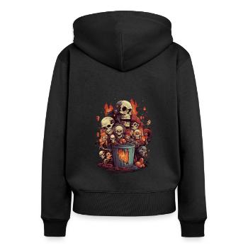 Ambiance effrayante d’Halloween - Sweat à capuche zippé Premium bio Femme - noir - Dos - Julia (174cm)