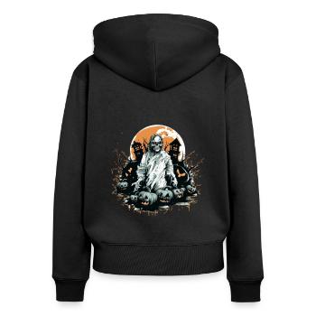 Ambiance effrayante d’Halloween - Sweat à capuche zippé Premium bio Femme - noir - Dos - Julia (174cm)