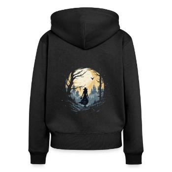 Ambiance effrayante d’Halloween - Sweat à capuche zippé Premium bio Femme - noir - Dos - Julia (174cm)