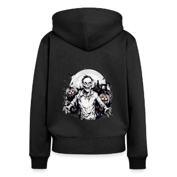 Ambiance effrayante d’Halloween - Sweat à capuche zippé Premium bio Femme - noir - Dos - Julia (174cm)
