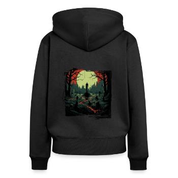 Ambiance effrayante d’Halloween - Sweat à capuche zippé Premium bio Femme - noir - Dos - Julia (174cm)