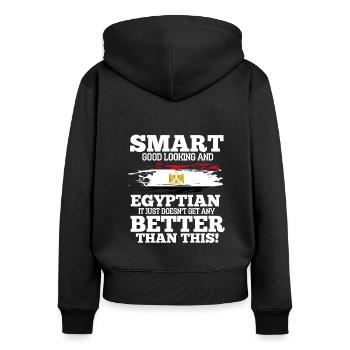 Égypte - Sweat à capuche zippé Premium bio Femme - noir - Dos - Julia (174cm)