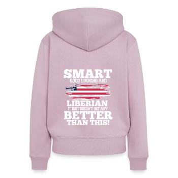 Liberia - Frauen Premium Bio Zip Hoodie - Altrosa - Hinten - Julia (174cm)