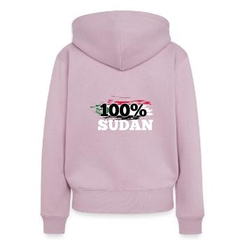 Soudan - Sweat à capuche zippé Premium bio Femme - rose poudré - Dos - Julia (174cm)