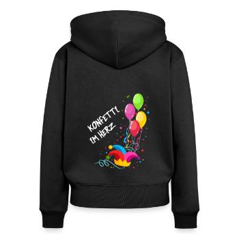 Konfetti Im Herz Narrenkappe - Frauen Premium Bio Zip Hoodie - Schwarz - Hinten - Julia (174cm)