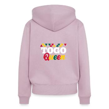Togo - Sweat à capuche zippé Premium bio Femme - rose poudré - Dos - Julia (174cm)