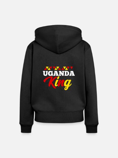 Uganda - Frauen Premium Bio Zip Hoodie - Schwarz
