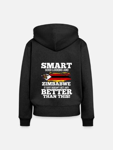 Simbabwe - Frauen Premium Bio Zip Hoodie - Schwarz