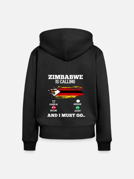 Simbabwe - Frauen Premium Bio Zip Hoodie - Schwarz